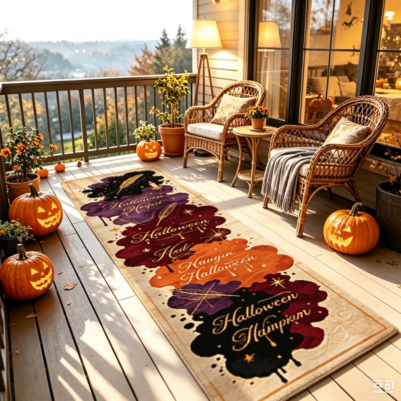 Commercial Printing Ink - Ink‑blot Style Halloween Letter Print Rug,Soft