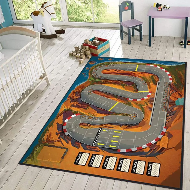 Commercial Road Printing - Visual Stereoscopic Racing Track Carpet Children's