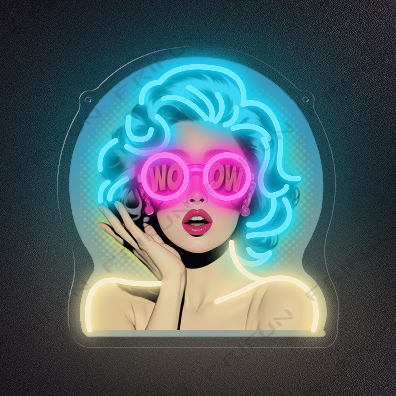 Commercial Wall Printing - WOW Curl Girl Neon Sign UV