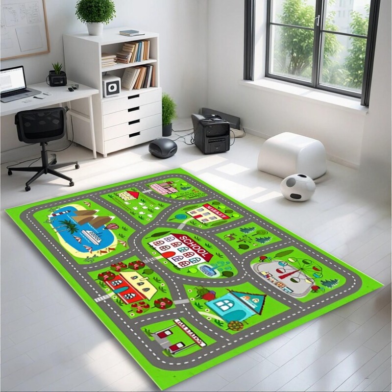 Commercial Road Printing - Cartoon Race Track City Highway Map