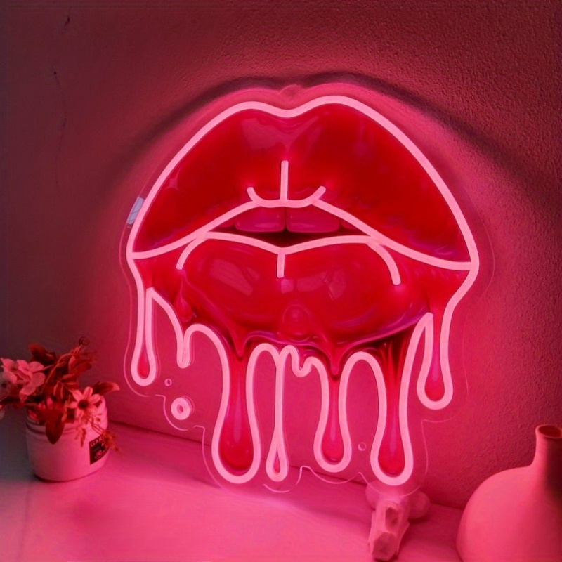 Melting Lips UV Printed Neon S - Commercial Wall Printing recension och pris