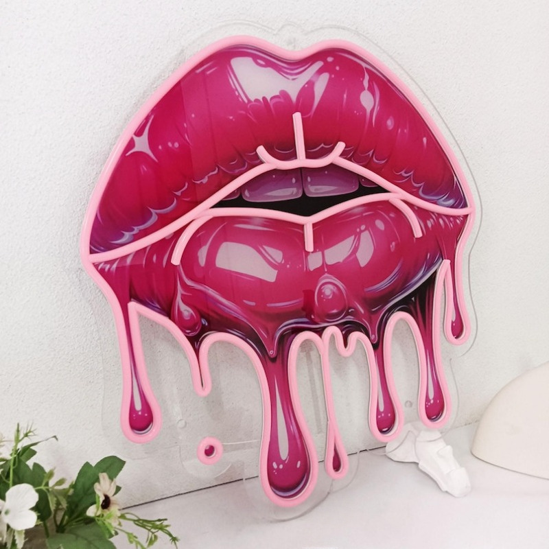 Melting Lips UV Printed Neon S - Commercial Wall Printing recension och pris