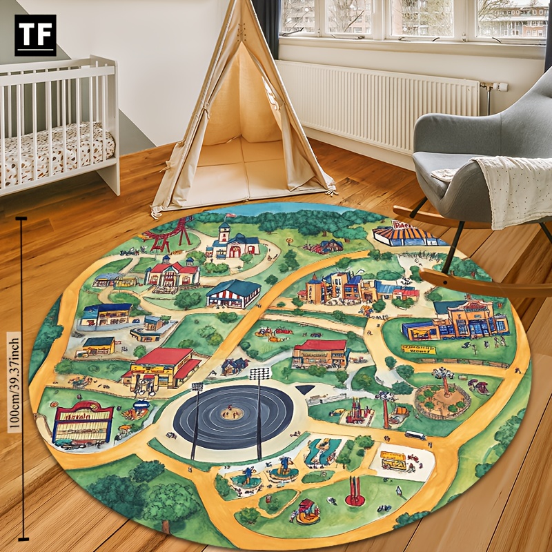 Hand Drawn Amusement Park Town - Commercial Road Printing recension och pris