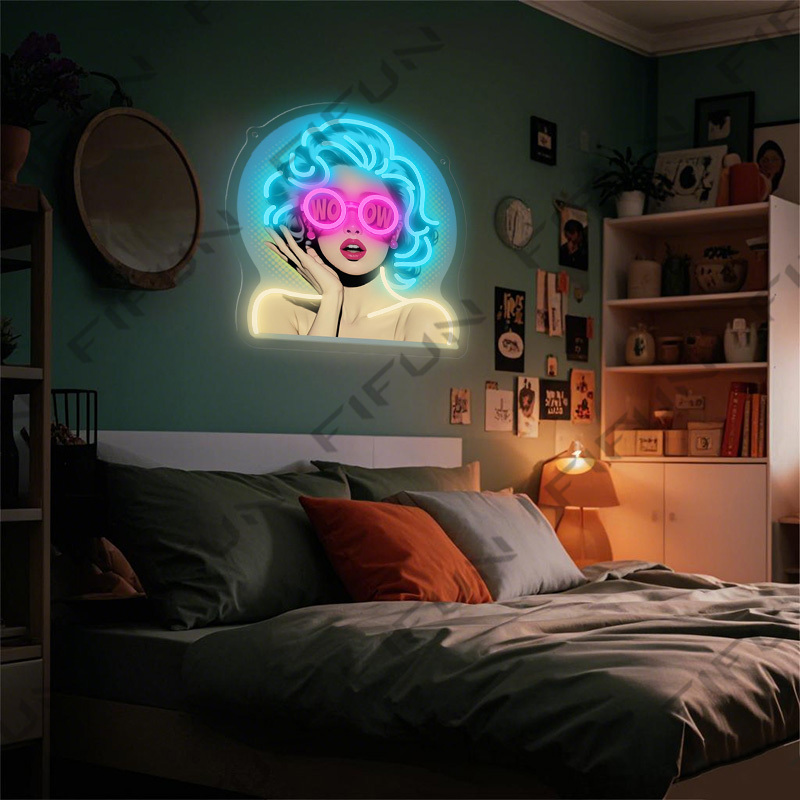 WOW Curl Girl Neon Sign UV Pri - Commercial Wall Printing recension och pris